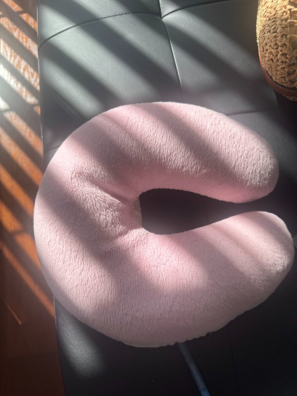 U-Shaped Plush Microbead Light Travel Neck Pillow Pink